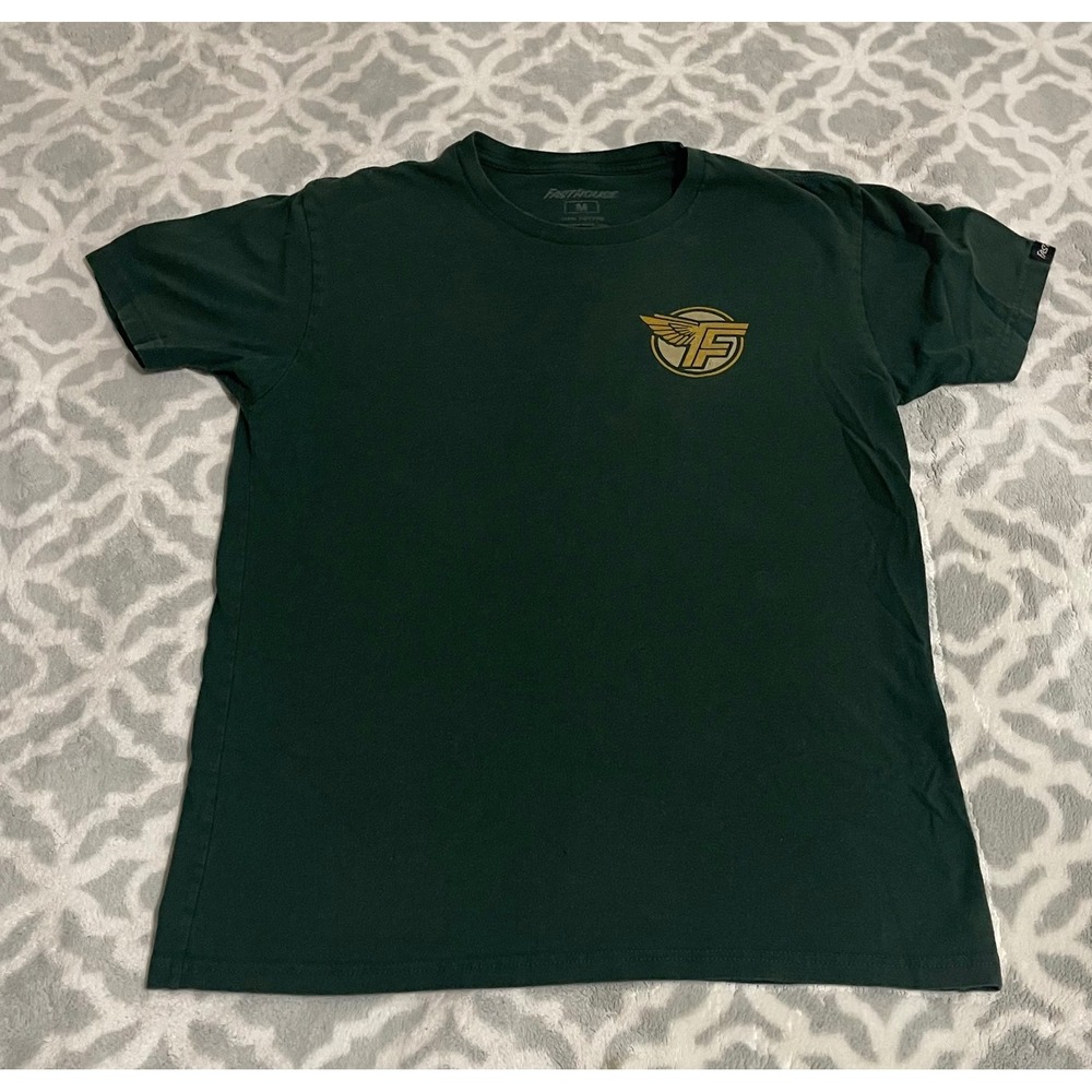 Fasthouse Speed Cycles Mens T-Shirt Medium Forest Green Graphic Racing Tee
